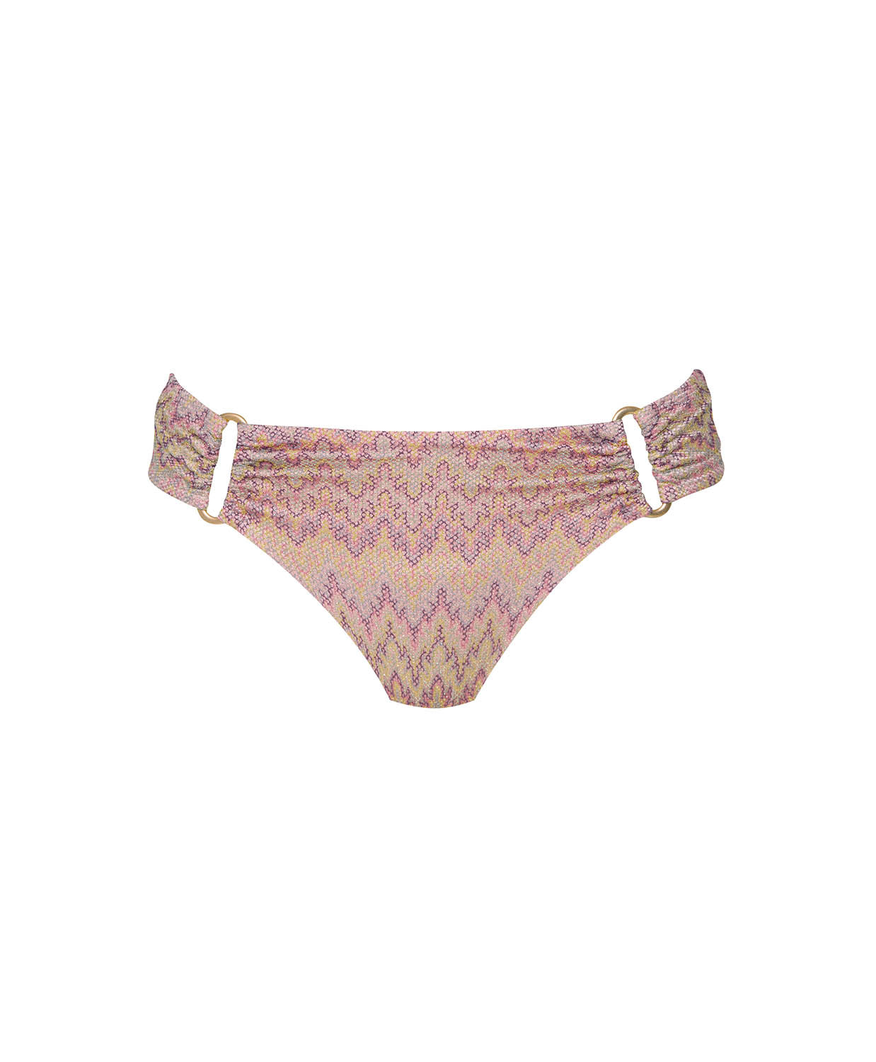 Patterned bikini bottom on a white background