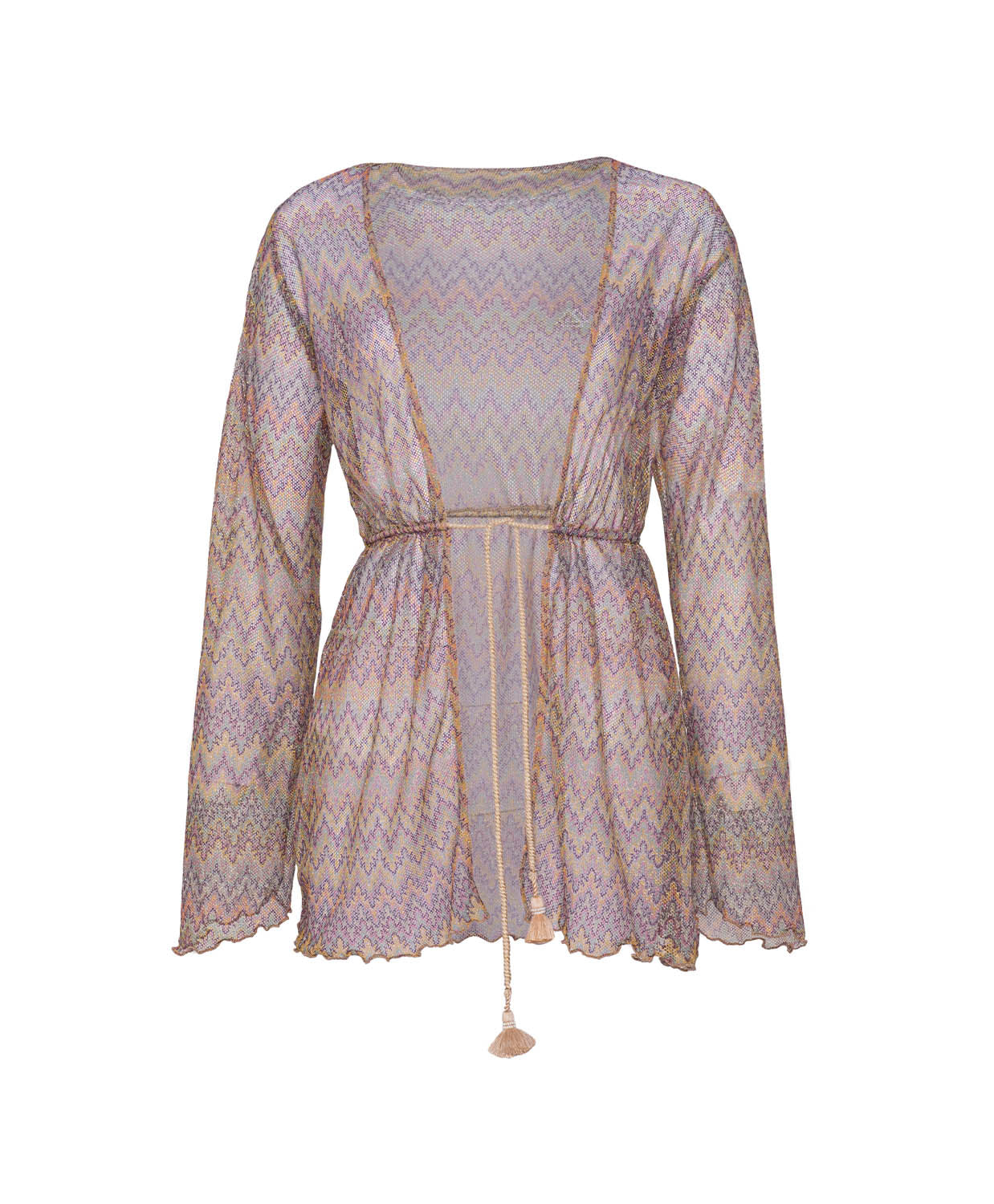 Sheer patterned top on a white background