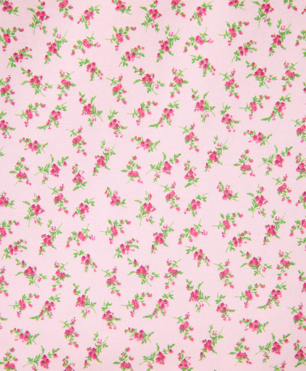 Ditsy Floral Shorts Set featuring pink ditsy florals with leopard-print trim, button-down top, and matching pull-on shorts.