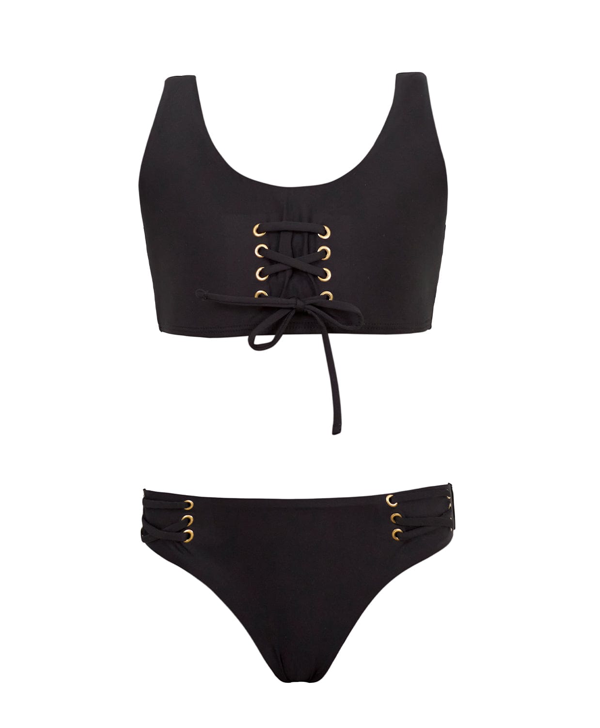 PQ Swim MIDNIGHT Lace Off Shoulder Bikini Top - Black