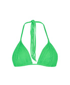 Green triangle bikini top on a white background