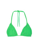 Green triangle bikini top on a white background