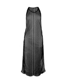Black mesh long dress on a white background