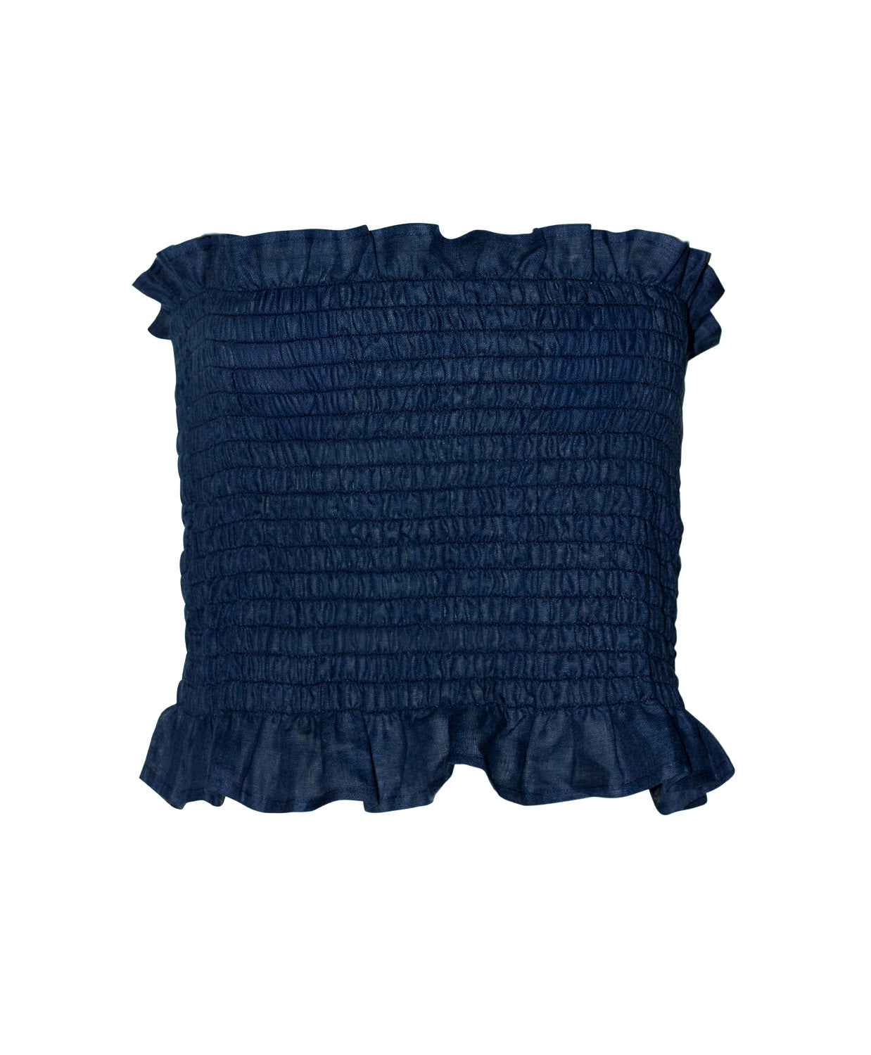 Navy Lexi Smocked Top strapless smocked feminine resort top
