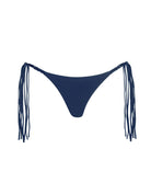 Navy blue bikini bottom with tassels on a white background