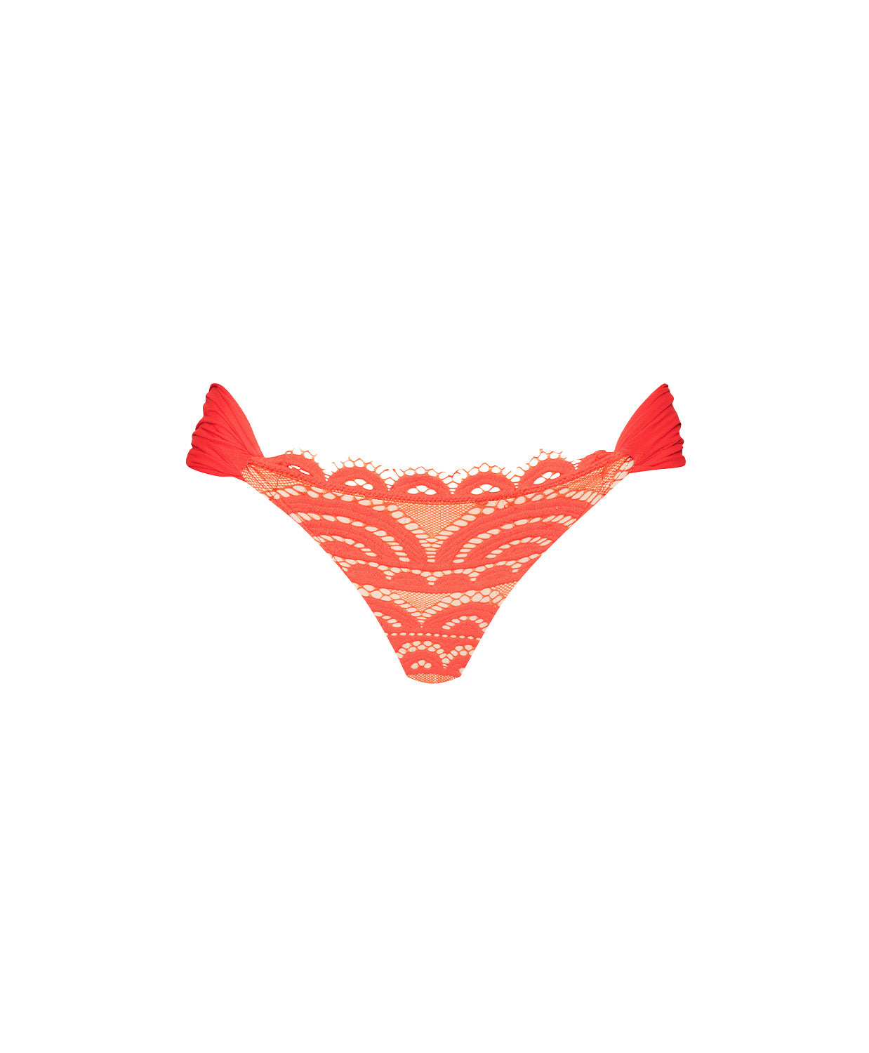 Passion Lace Fanned Bottom cheeky ruched bikini bottom with fanned lace detailing, designed for a sexy and comfortable swimwear look.