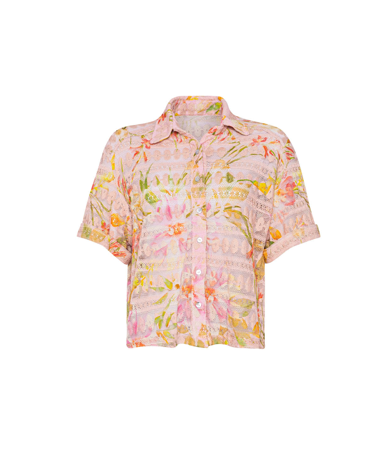 Floral patterned shirt on a white background