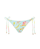 A floral tie side bikini bottom on a white background