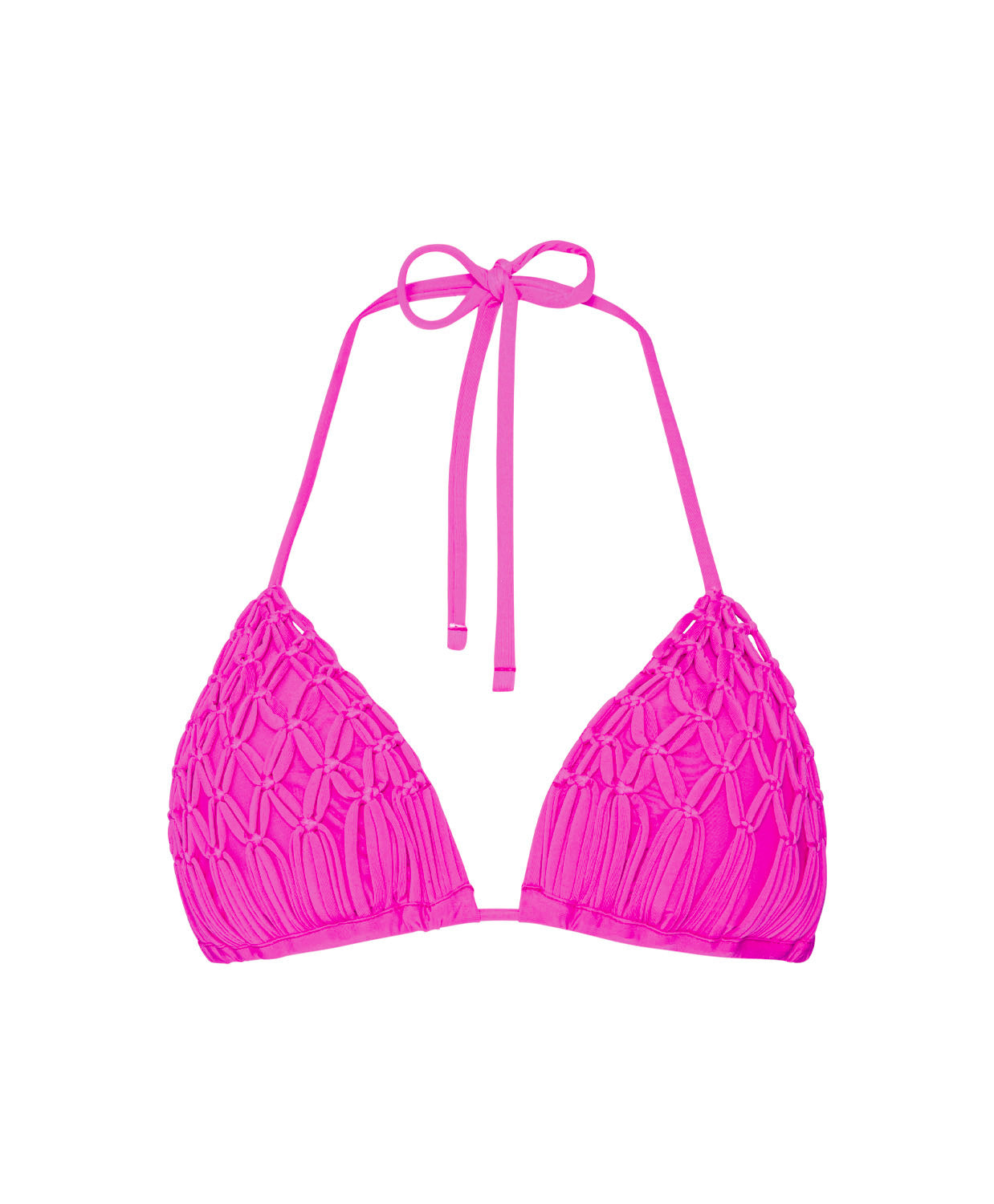 Petunia Lila Triangle Top macrame bikini with handwoven net detailing.