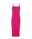 Pink ribbed dress on a white background