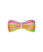 Multicolored striped bandeau top on a white background