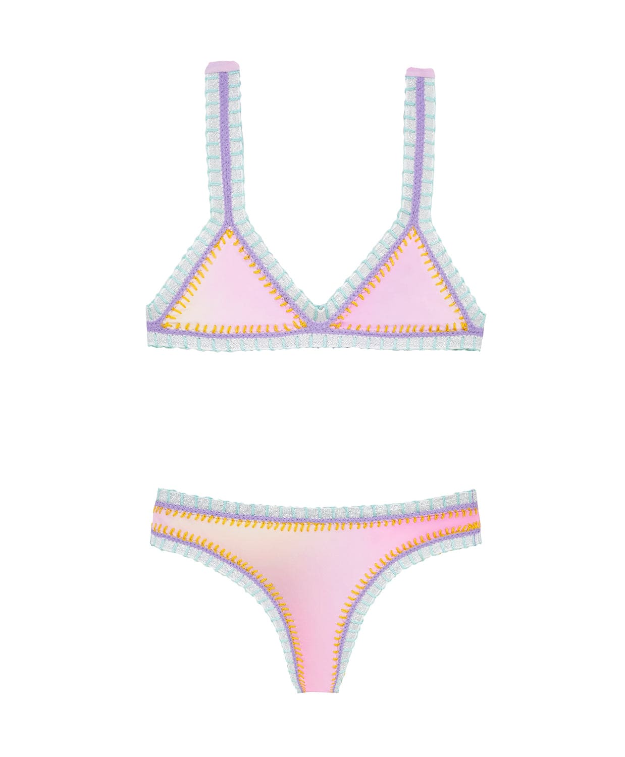 Cotton Candy Tie Dye Rainbow Embroidered Bikini | PQ – PQ Swim (PilyQ)