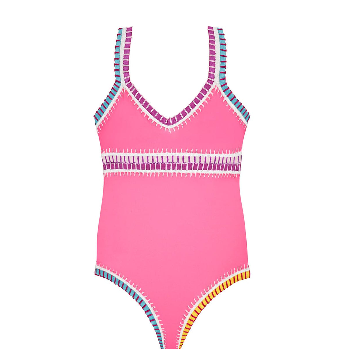 Kids Hot Pink Rainbow Embroidered One Piece | PQ Swim