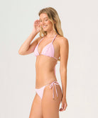 Rosé Tie Side Bottom bikini with blush-pink color, low-rise fit, and adjustable side ties for a flattering, feminine look.
