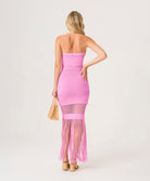 Rosé Melissa Fringe Dress strapless pink dress with a flattering fit and playful fringe hem.