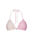 Floral patterned bikini top on a white background