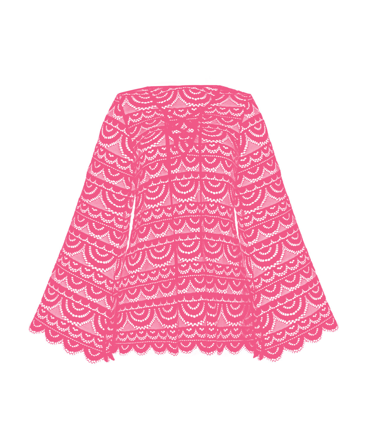 Pink lace dress on a white background