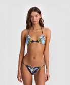 Antique Scroll Rope Bottom bikini with baroque twisted rope ties and vintage-inspired scroll print.