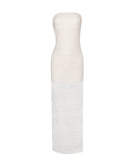 Biscotti Aura Dress lace strapless silhouette with sheer lace hem and back slit, elegant resort-ready dress