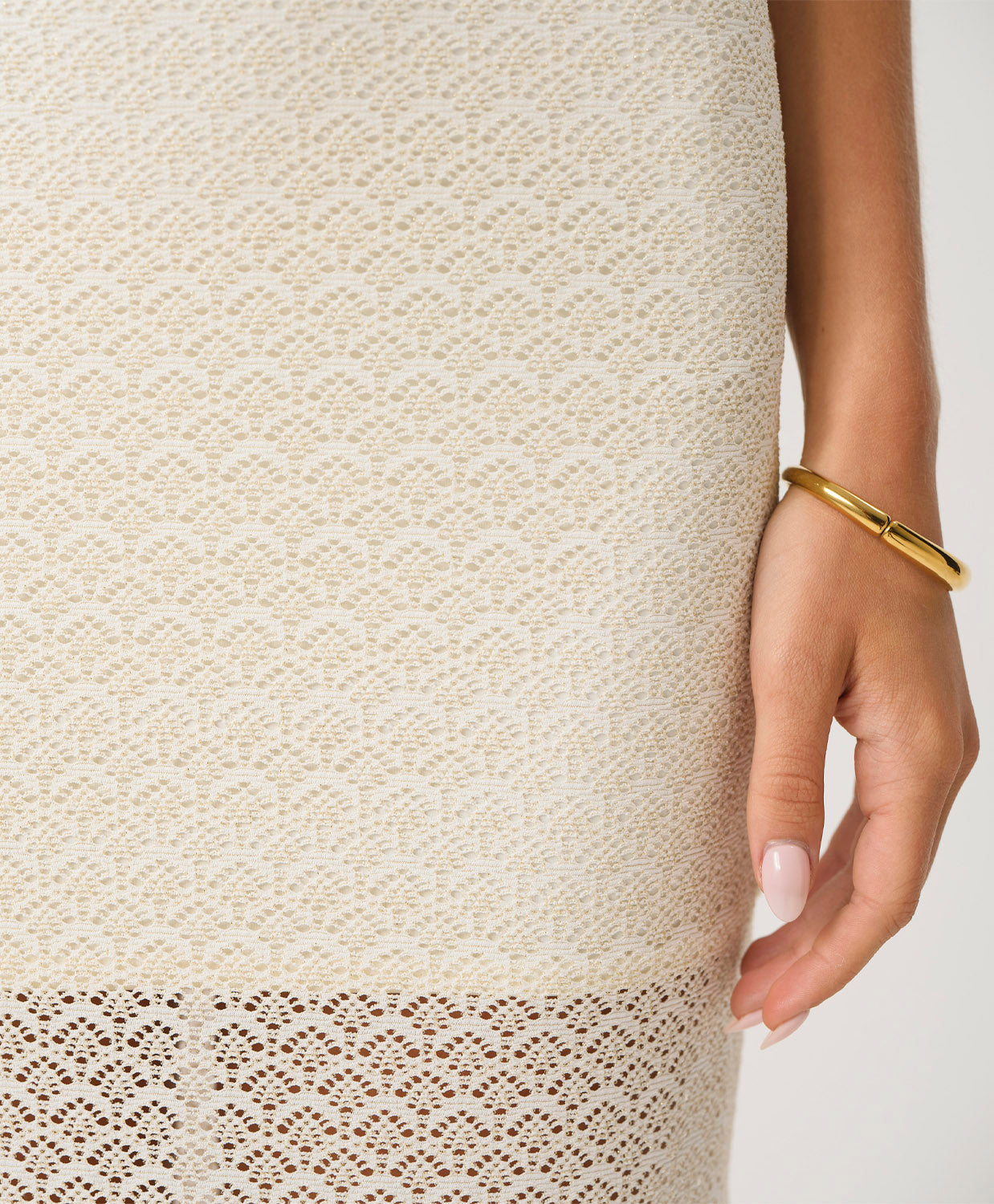 Biscotti Aura Dress lace strapless silhouette with sheer lace hem and back slit, elegant resort-ready dress