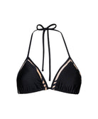 Black Thea Triangle Top bikini with tiger-print trim and adjustable ties.