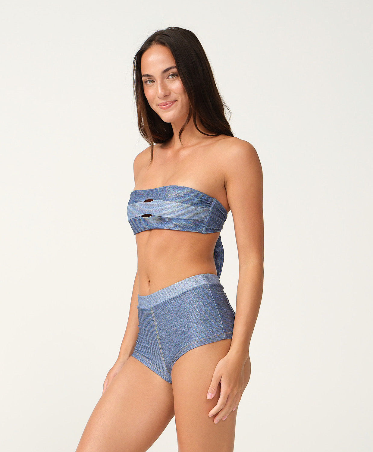 Blue Crush Billie bandeau bikini top with peek-a-boo cutout