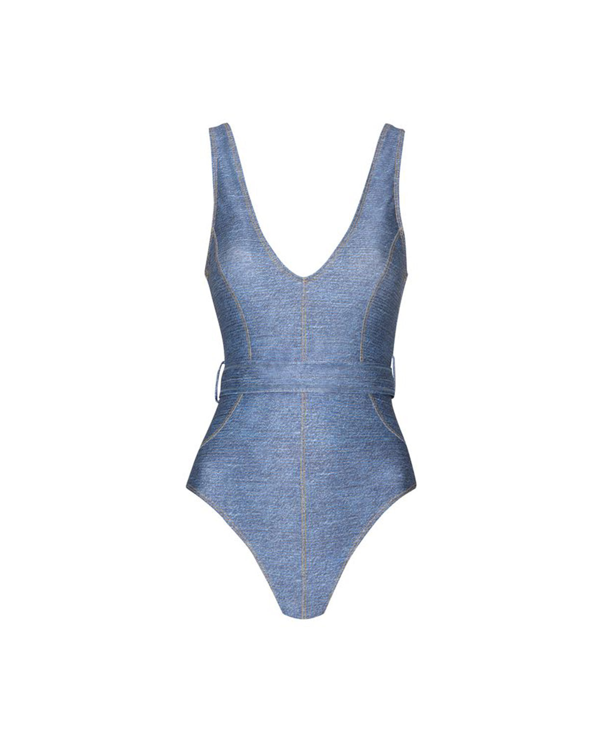 Blue Crush Paradise halter macrame one piece with waist tie