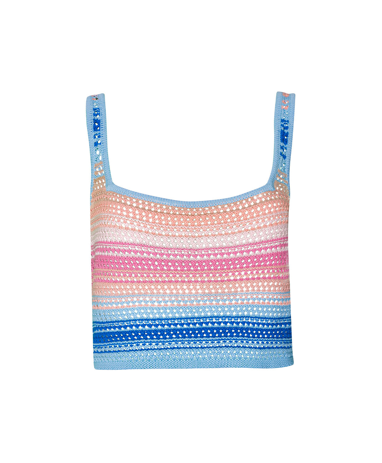 Blueberry coco top crochet tank with pastel stripes, lightweight resort-ready beachwear