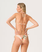 Botanica Embroidered Lettuce Edge Tie Side Bottom bikini with floral print and adjustable ties.