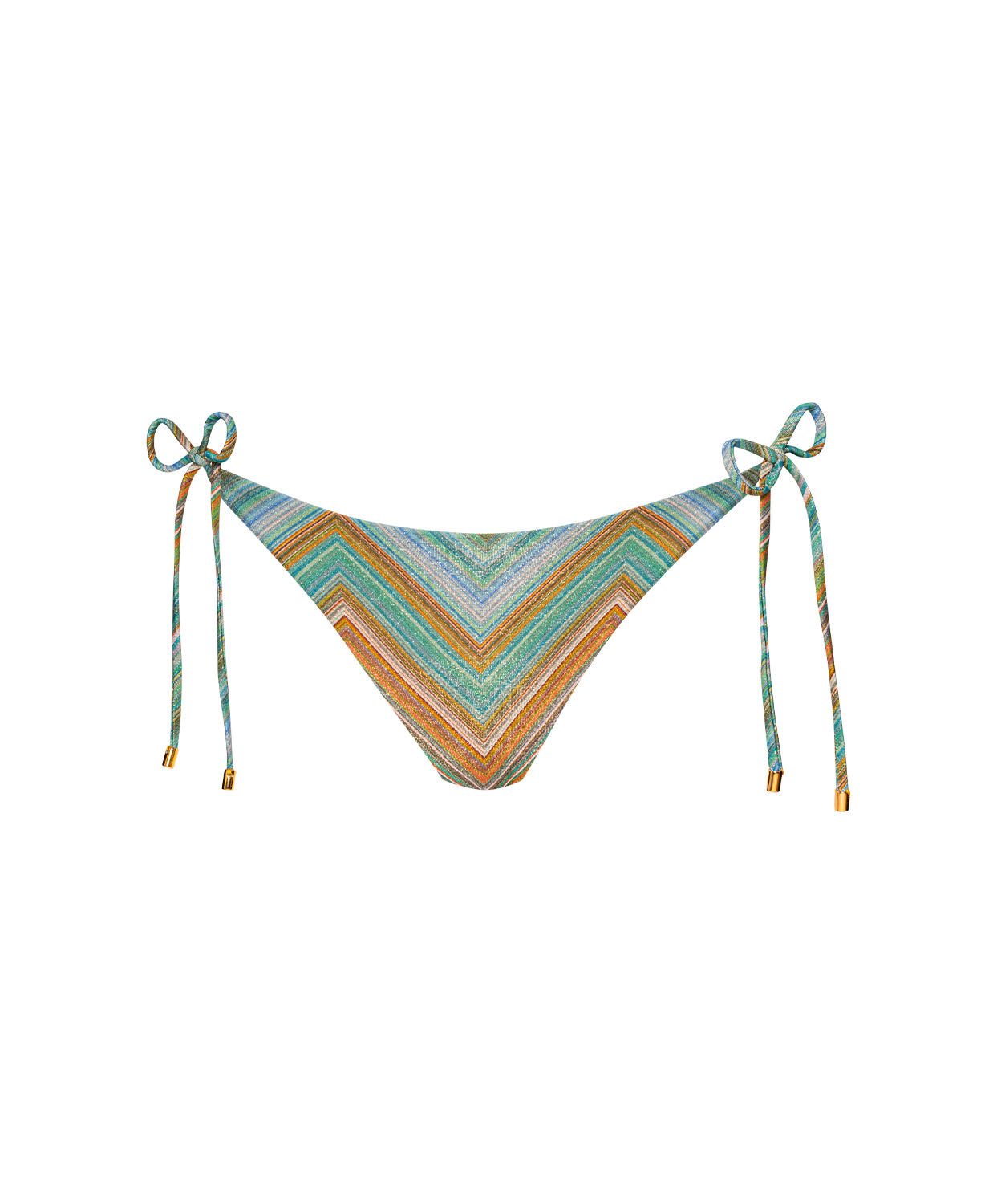 Chevy Tie Side Bottom in shimmering multicolor chevron with gold lurex