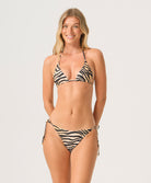 Cleo Tie Side Bottom bikini in bold animal print with adjustable side ties, showing cheeky coverage.