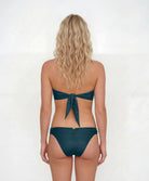 Cosmic Color Block Bandeau glossy bandeau swimsuit with center cutouts and high-shine finish