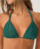 Fern Isla Triangle Top in Fern, featuring an intricately handwoven macramé triangle design.