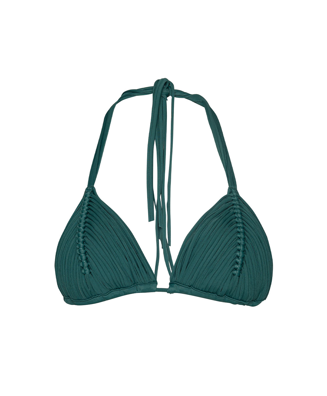 Fern Isla Triangle Top in Fern, featuring an intricately handwoven macramé triangle design.