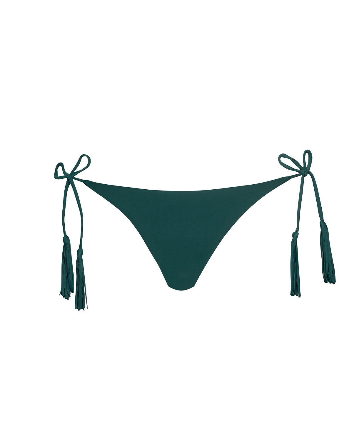Fern Tie Side Bottom in luxe forest green with a flattering, cheeky ruched design.