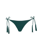 Fern Tie Side Bottom in luxe forest green with a flattering, cheeky ruched design.