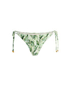 Floral Palm Tie Side Bottom bikini bottoms with tropical print and adjustable side ties
