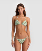 Floral Palm Tie Side Bottom bikini bottoms with tropical print and adjustable side ties