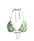 Floral Palm Triangle Top with tropical palm print and classic triangle silhouette