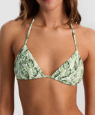 Floral Palm Triangle Top with tropical palm print and classic triangle silhouette