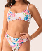 Florencia Smocked High Waist Bottom in vibrant floral print, featuring a high-rise cut