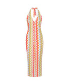 Jacka Mae Halter Dress in multicolor zigzag shimmer pattern