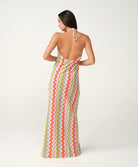 Jacka Mae Halter Dress in multicolor zigzag shimmer pattern