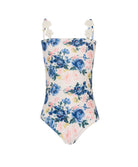 Kids Blossom Winnie Flower One Piece swimsuit with playful floral print and crochet flower straps for sunny adventures.