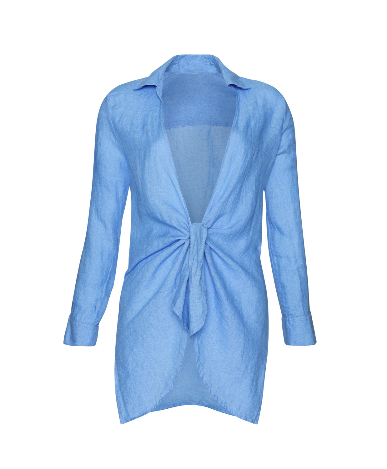 Blueberry Linen Millie Tie Cover Up, a lightweight linen beach cover-up with a tie closure