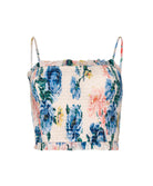 Blossom Elsie Smocked Top floral cropped tank with smocked bodice and tie-shoulder bows