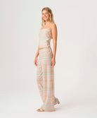 Love Spell Elle Strapless Top with shimmering pastel multicolor chevron print in a classic strapless silhouette.