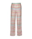 Love Spell Meg High Waist Pant with shimmering pastel multicolor chevron print and flattering high-waist silhouette.