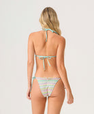 Love Spell Tie Side Bottom bikini bottom with shimmering pastel chevron print, low-rise fit, and adjustable side ties.