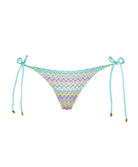 Love Spell Tie Side Bottom bikini bottom with shimmering pastel chevron print, low-rise fit, and adjustable side ties.